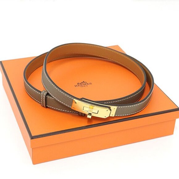 Hermes Belt Kelly 18 Vaux Epson Etoupe Gold Hardware